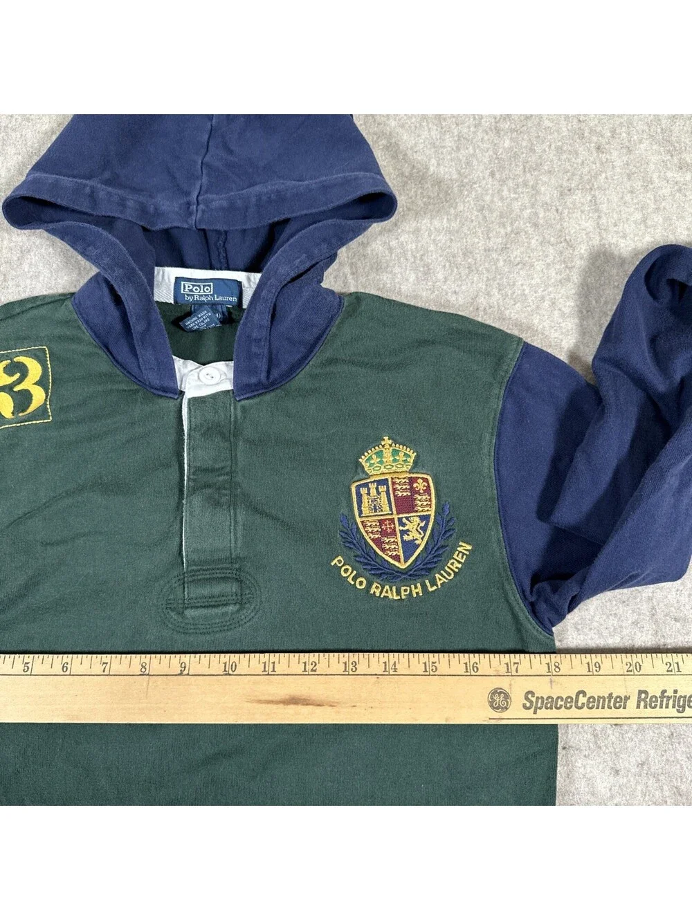 Polo Ralph Lauren Hoodie Youth Medium Rugby Long Sleeve Pullover Crest Green